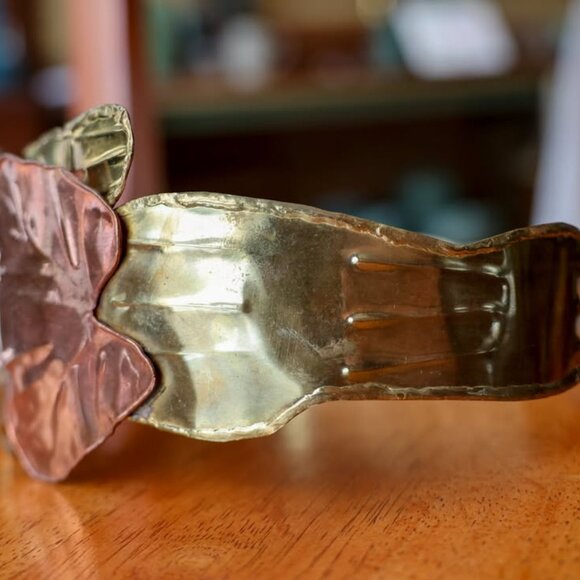 Vintage Handmade Brass, Copper & Silver Leaf Corset Belt main image 4